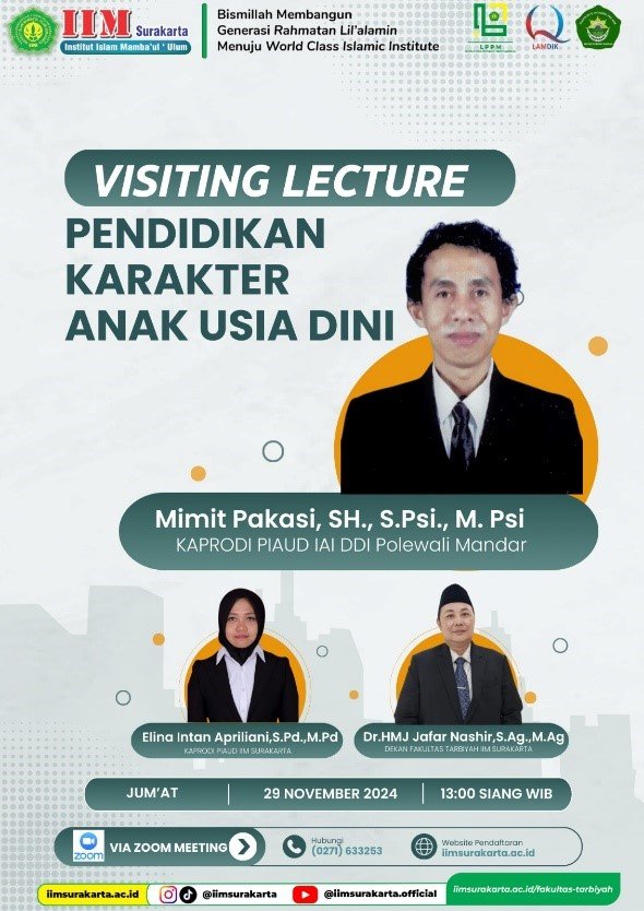 Institut Islam Mambaul Ulum Surakarta Gelar Visiting Lecture Pendidikan Karakter Anak Usia Dini Secara Online