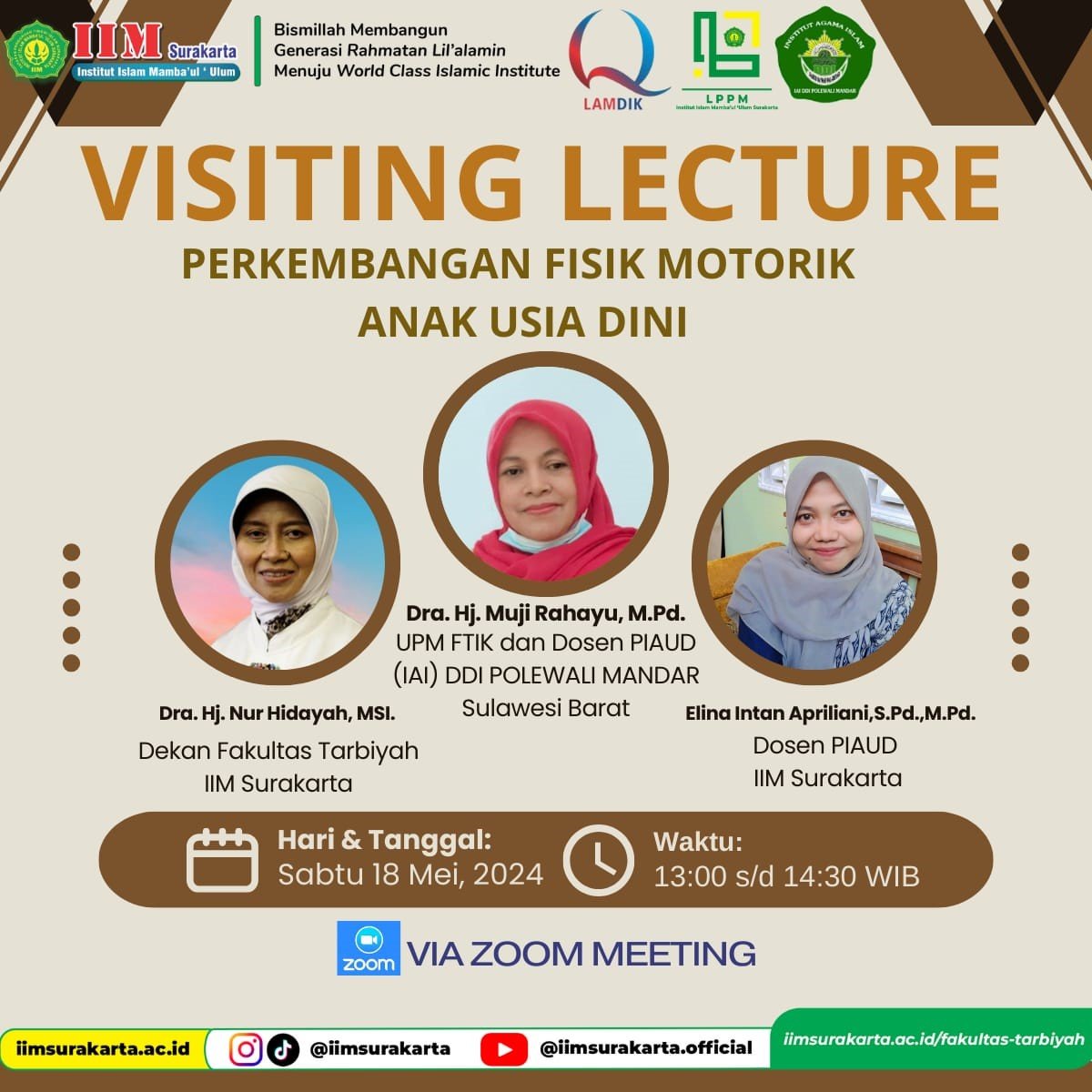 Prodi Pendidikan Islam Anak Usia Dini Institut Islam Mambaul Ulum Surakarta Gelar Visiting Lecture Secara Online